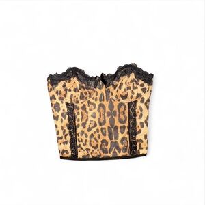 Leopard / Cheetah Print Lace Trim Bustier Top
